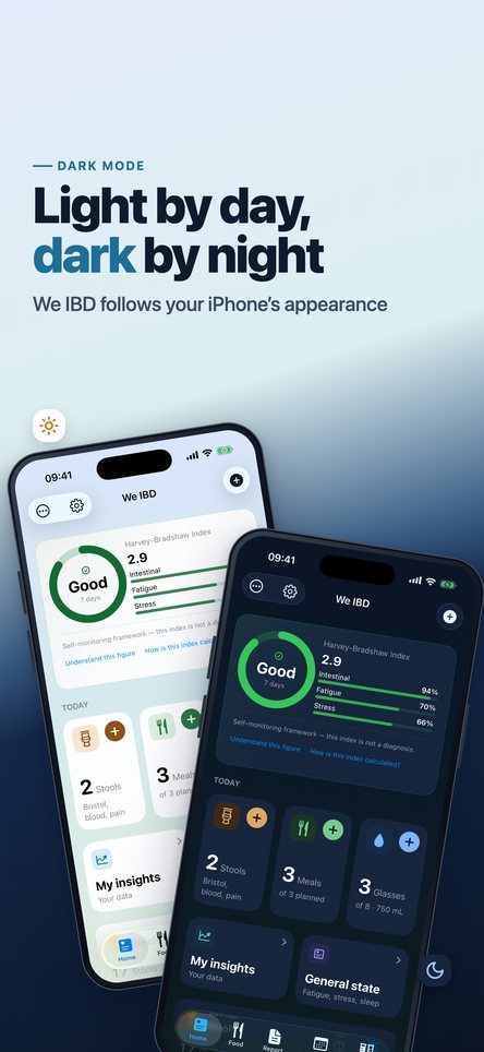 Light by day, dark by night. We IBD follows the appearance of the phone.